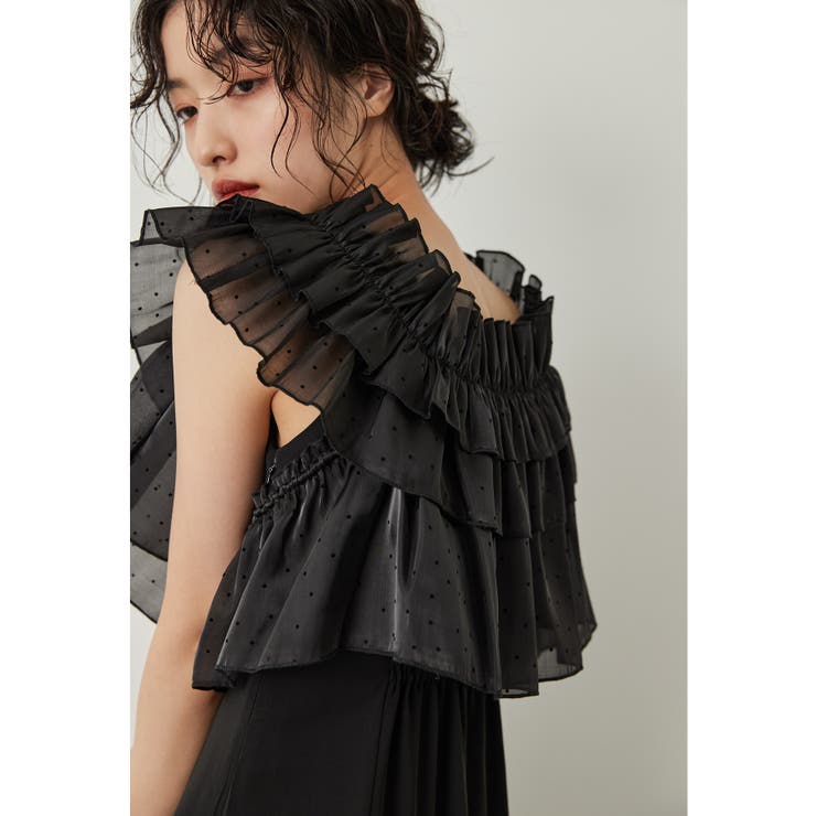 ブラック×ブラック | niana ニアナ ドットティアードトップスセットドレス | Fashion Letter