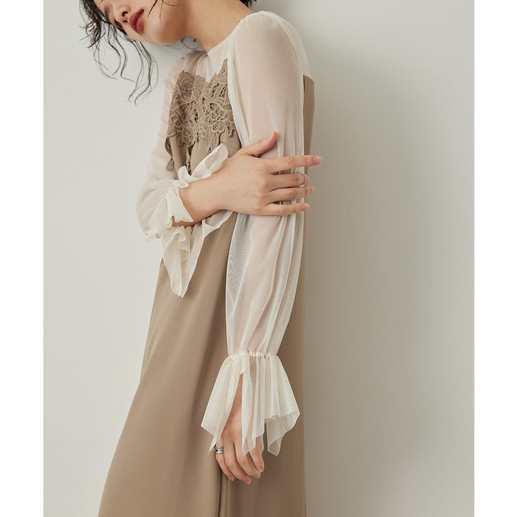 niana ニアナ ケミカルレース変形ベルスリーブIラインドレス