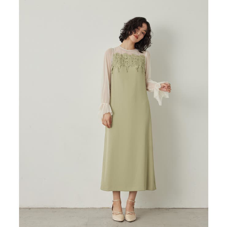 niana ニアナ ケミカルレース変形ベルスリーブIラインドレス