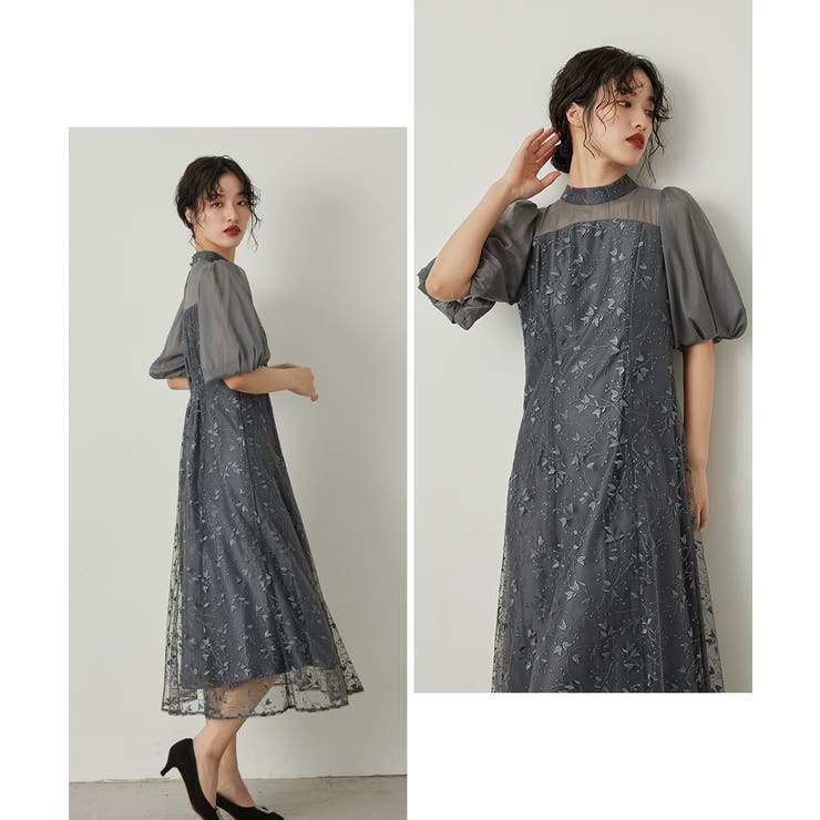 【好評にて期間延長】 niana ニアナ オーガンジースリーブドレス[品番：FT000009889 スーツ・フォーマル・ドレス