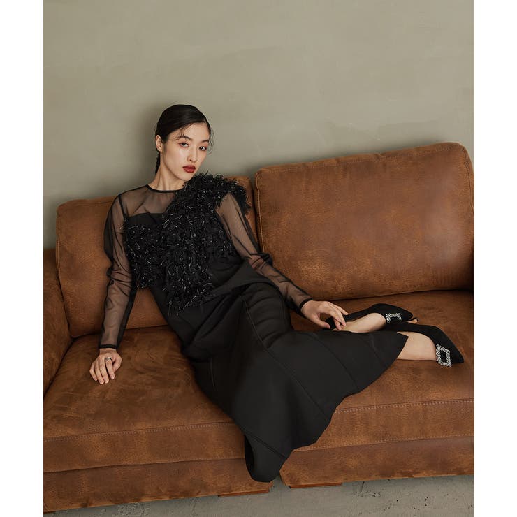 niana ニアナ フリンジグリッターノットドレス[品番：FT000009868