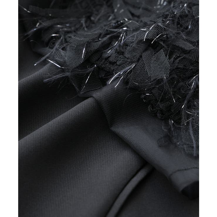 fringe glitter knot dress 黒 アンドレスド ANDRESD】fringe glitter