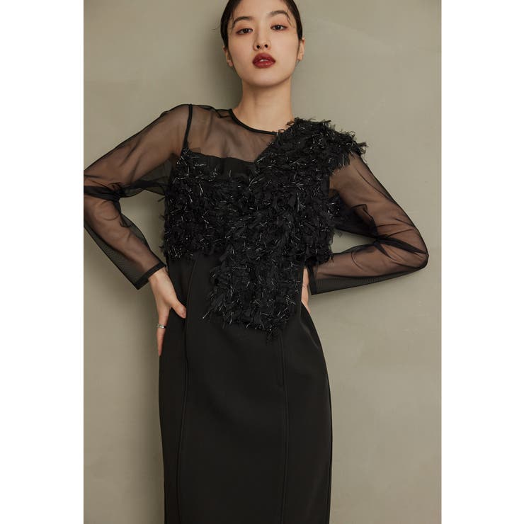 アンドレスド★fringe glitter knot dress 黒 fringe glitter knot dress | ANDRESD