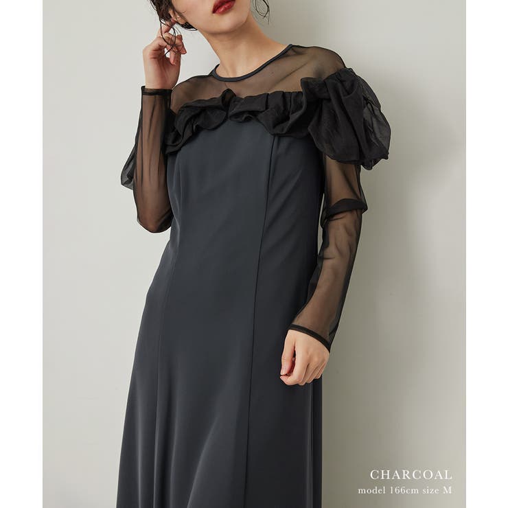 niana フリルフレアドレス チャコール　L niana ニアナ フリルフレアドレス[品番：FT000009885]｜Fashion
