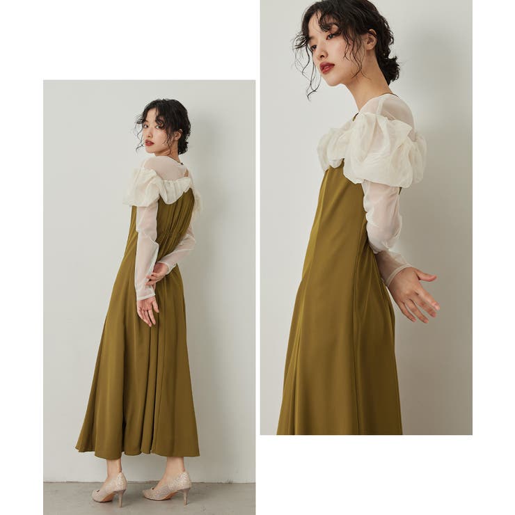 niana フリルフレアドレス チャコール　L niana ニアナ フリルフレアドレス[品番：FT000009885]｜Fashion