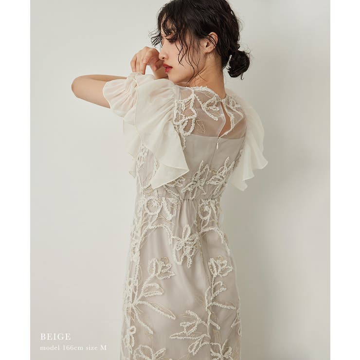 高感度ショップで2023年売れたブランド niana ニアナ フェザーフラワーフレアスリーブドレス[品番 服、靴