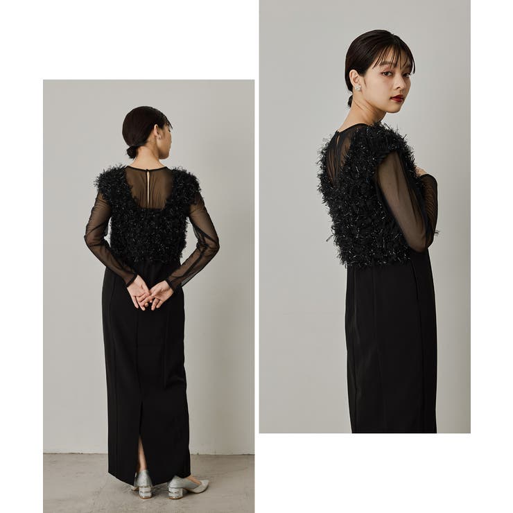 niana フリンジグリッターベストセットドレス ニアナ niana フリンジグリッターベストセットドレス 秋冬 結婚式 成人