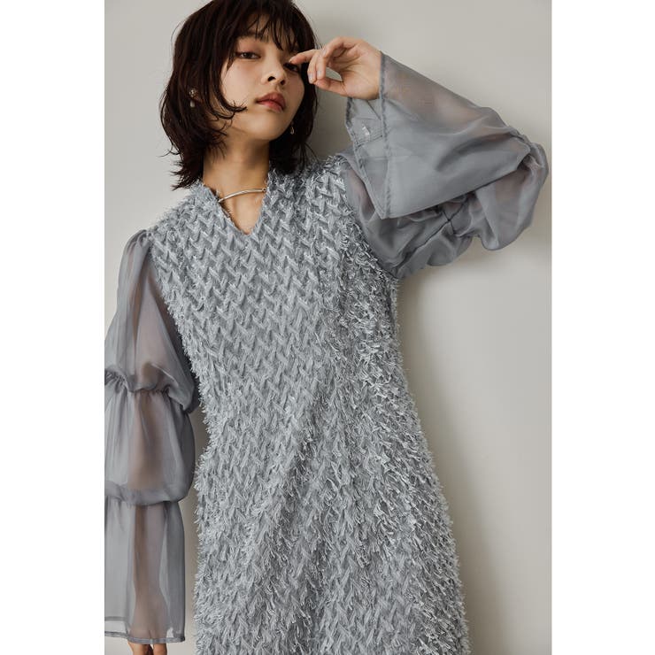 niana ニアナ デザインスリーブシャギードレス[品番：FT000009958