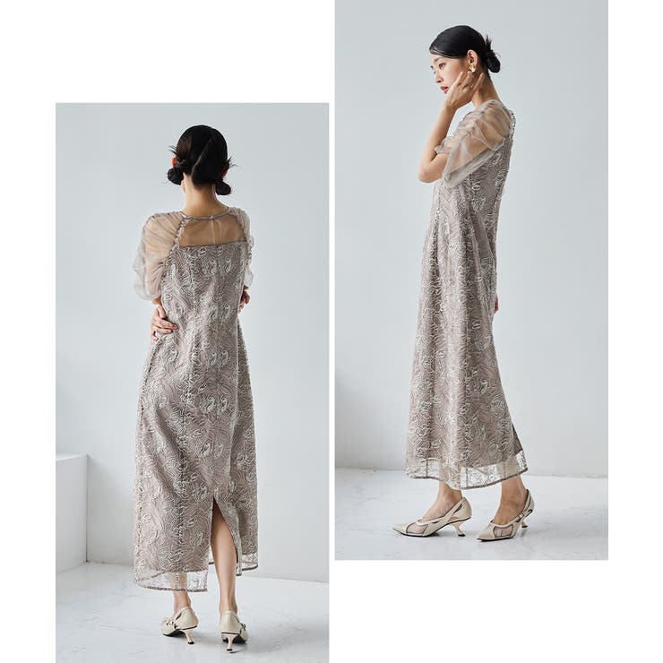 niana ニアナ 刺繍レースギャザースリーブドレス | Fashion Letter | 詳細画像4 