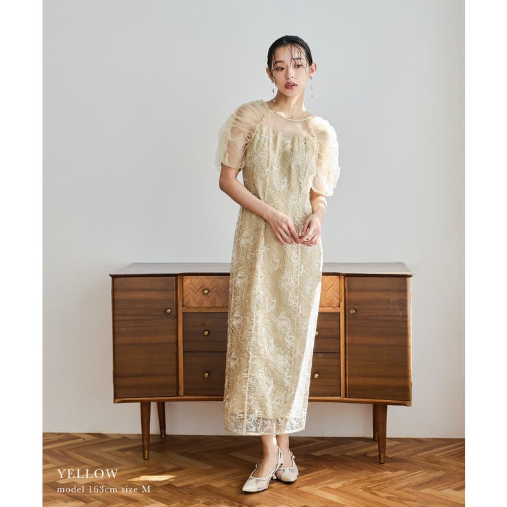 niana ニアナ 刺繍レースギャザースリーブドレス | Fashion Letter | 詳細画像7 