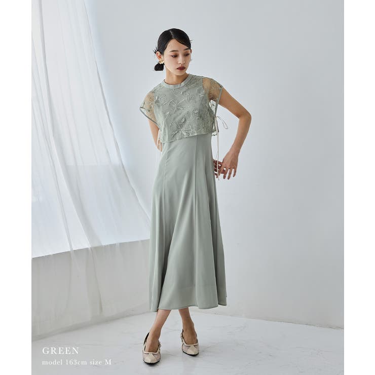 niana ニアナ スパンコールレースドッキングドレス[品番