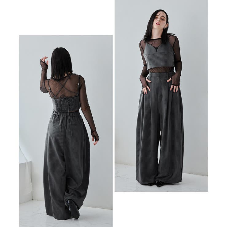 niana ニアナ ピンストライプビスチェワイドパンツドレス | Fashion Letter | 詳細画像4 