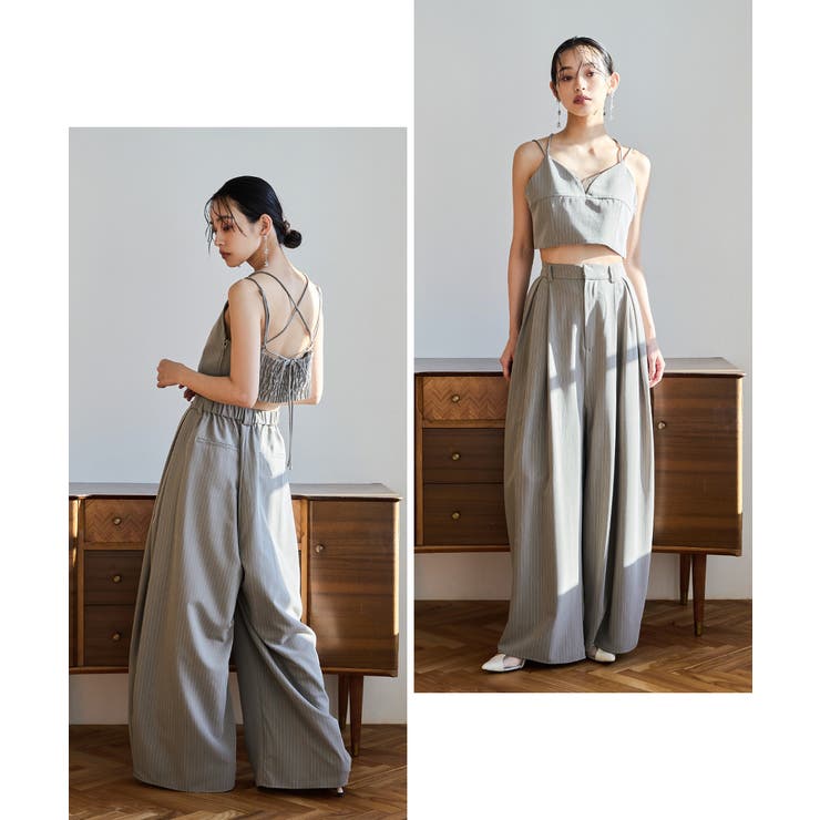 niana ニアナ ピンストライプビスチェワイドパンツドレス | Fashion Letter | 詳細画像9 