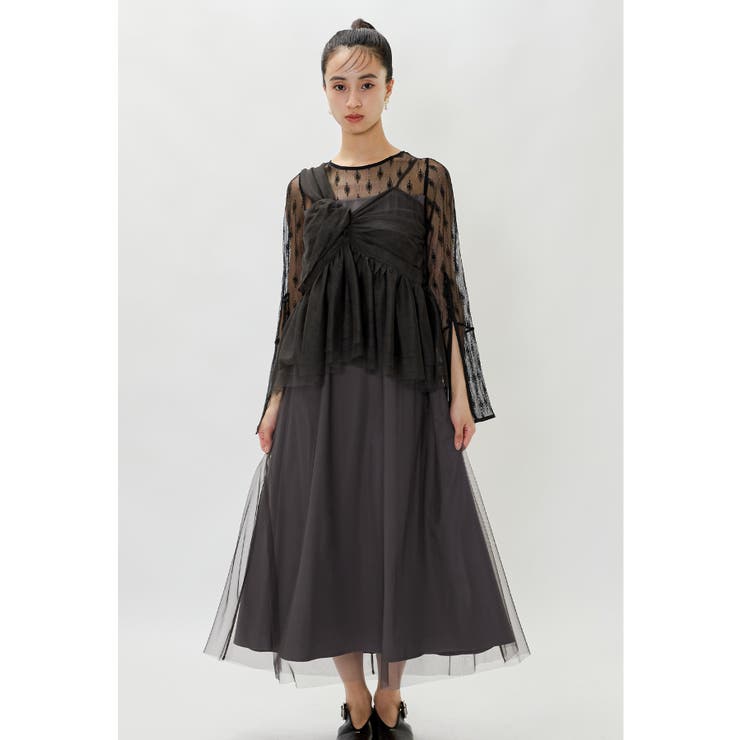 ブラウン | niana ニアナ リボンベストセットアップドレス | Fashion Letter