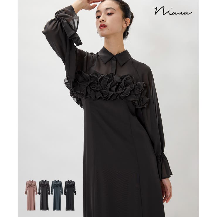 niana ニアナ フリルシャツレイヤードドレス[品番:FT000010224 niana ニアナ フリルシャツレイヤードドレス[品番:FT000010224