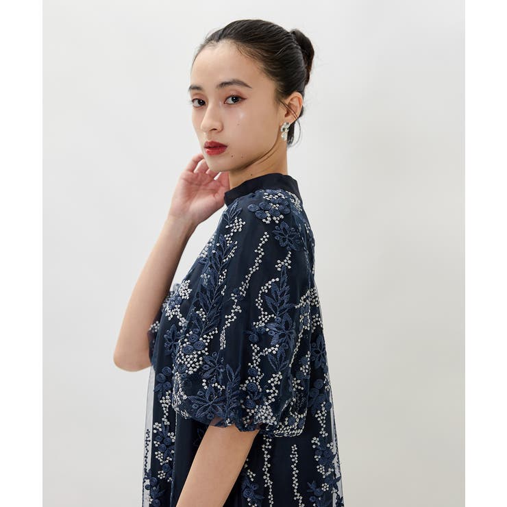 刺繍　レース　Aライン　ドレス　niana オケージョン　お呼ばれ　結婚式 niana ニアナ 刺繍レースAラインドレス[品番：FT000009824