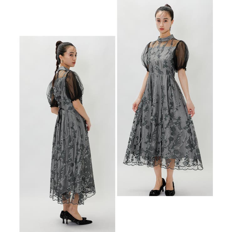 niana ニアナ パフスリーブハイウエストタックレースドレス イエロー M niana ニアナ パフスリーブハイウエストタックレースドレス