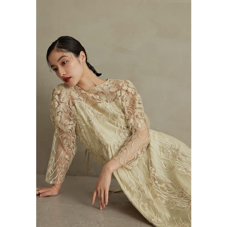 ニアナ niana 刺繍レースAラインドレス マタニティ 妊婦 結婚式