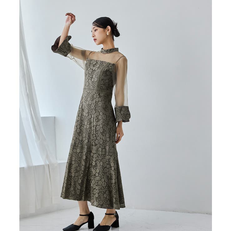 niana ニアナ フラワーレースチュール切替フレアドレス | Fashion Letter | 詳細画像10 