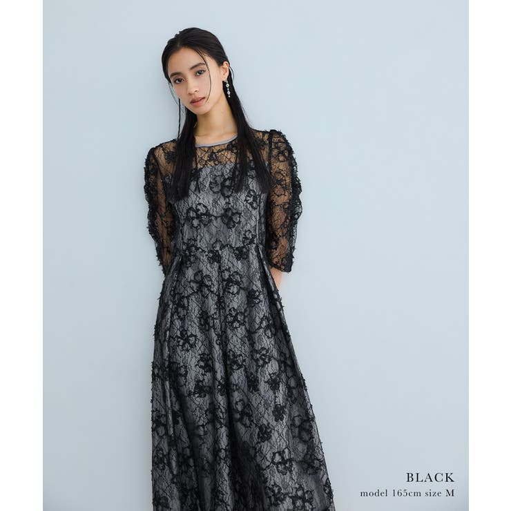 niana ニアナ スパンコールフラワーレースドレス | Fashion Letter | 詳細画像2 