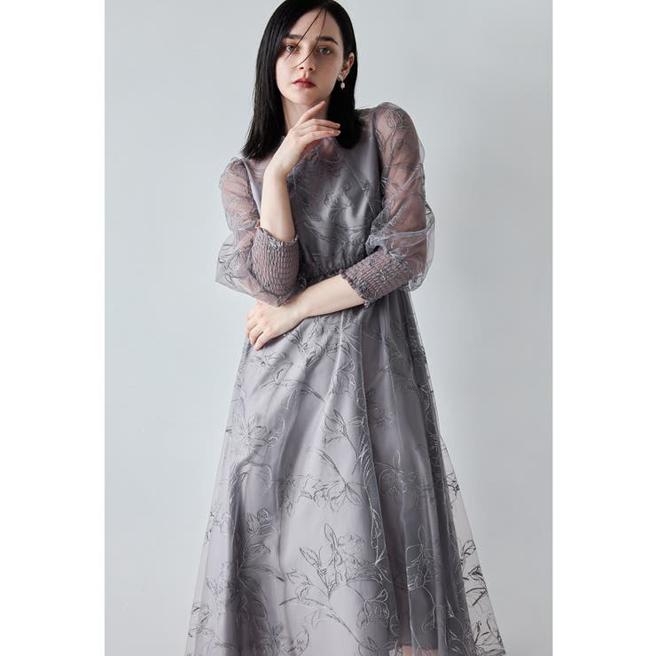 モーブ | niana ニアナ ラメエンブロイダリーシアードレス | Fashion Letter