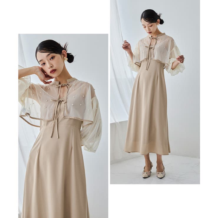 【niana パールチュールボレロセットドレス 定価19,800円】 niana ニアナ パールチュールボレロセットドレス[品番