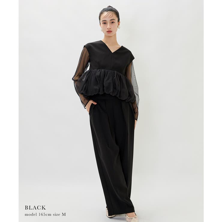 niana ニアナ ペプラムチュールセットアップパンツドレス[品番