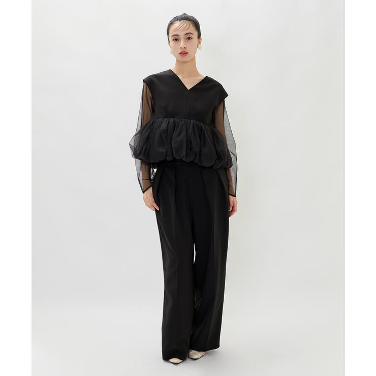 niana ニアナ ペプラムチュールセットアップパンツドレス[品番 niana ニアナ ペプラムチュールセットアップパンツドレス[品番