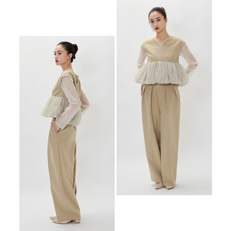 niana ニアナ ペプラムチュールセットアップパンツドレス[品番