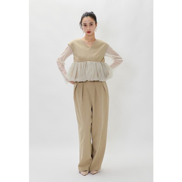 niana ニアナ ペプラムチュールセットアップパンツドレス[品番 niana ニアナ ペプラムチュールセットアップパンツドレス[品番