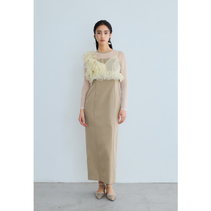 ベージュ | niana ニアナ パールビスチェドレス | Fashion Letter