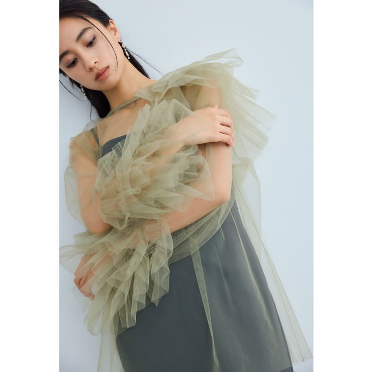 オリーブ | niana ニアナ ブルーミングチュールドレス | Fashion Letter