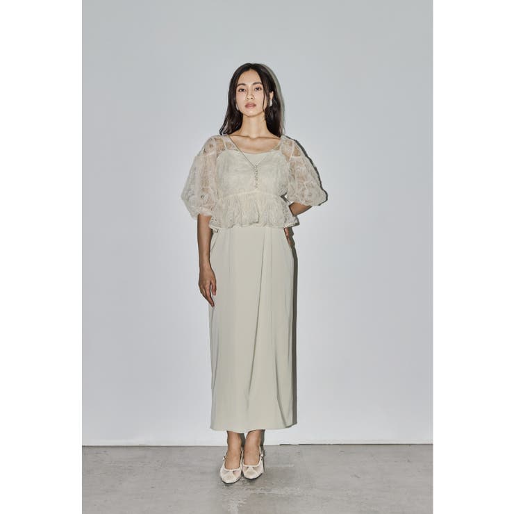 ベージュ | niana ニアナ フラッフィーフラワーセットドレス | Fashion Letter