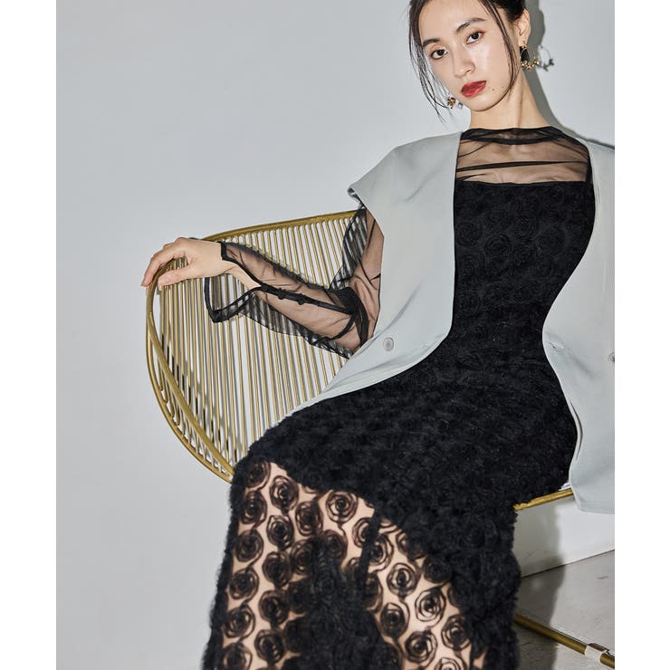 ローズレースペンシルドレス　niana ニアナ niana ローズレースペンシルドレス 3点セット ベスト