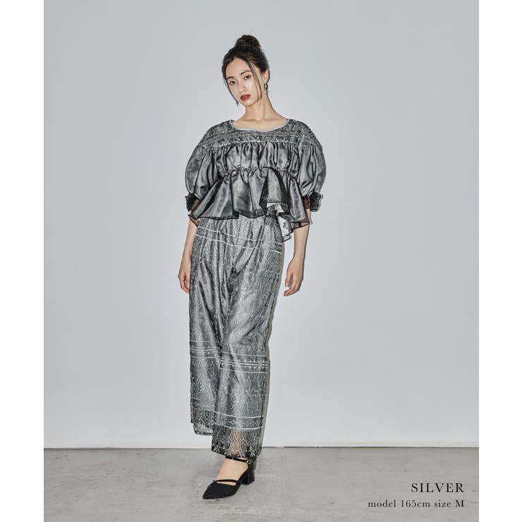極美品✨niana ドレス お呼ばれ  セットアップ パンツ レース M niana パンツドレス レトロレースセットアップパンツドレス