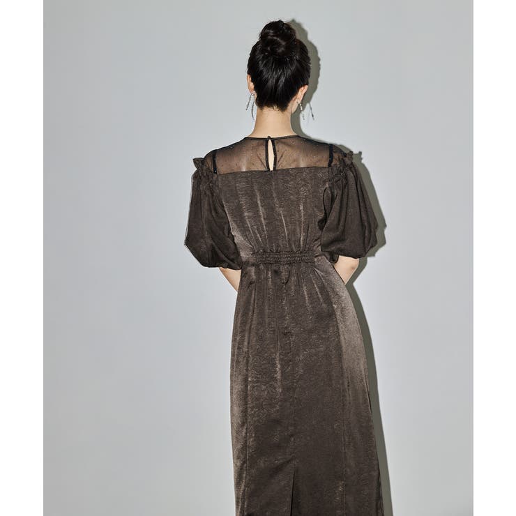 niana ニアナ ヴィンテージサテンパフスリーブドレス | Fashion Letter | 詳細画像5 