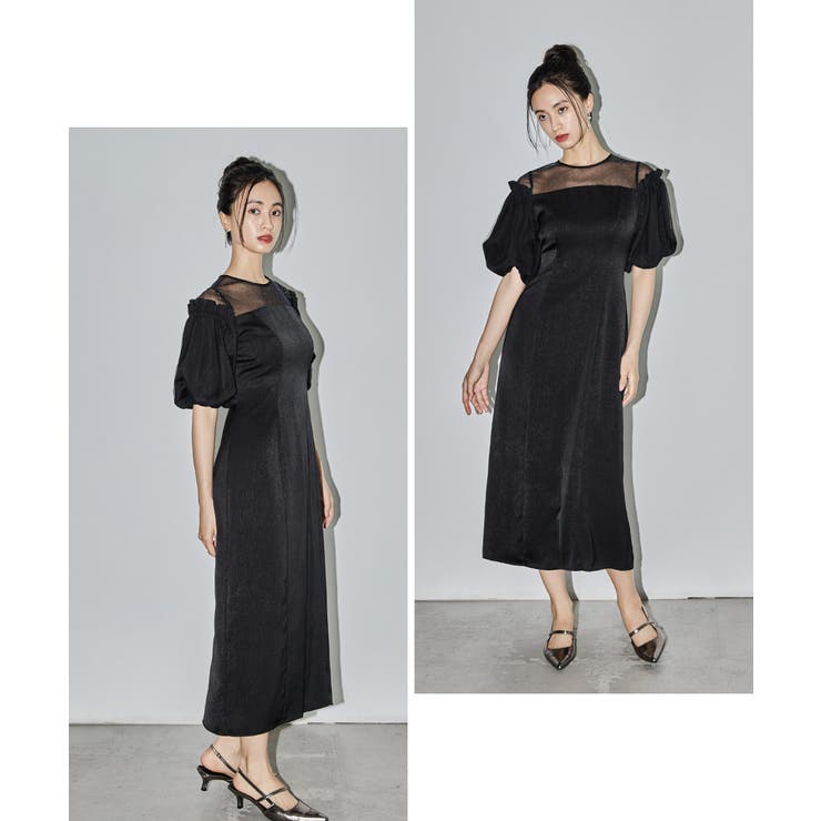 niana ニアナ ヴィンテージサテンパフスリーブドレス[品番