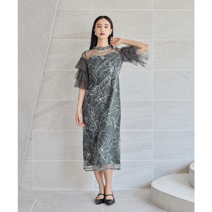 niana ニアナ フラワーラメ刺繍レースドレス | Fashion Letter | 詳細画像3 