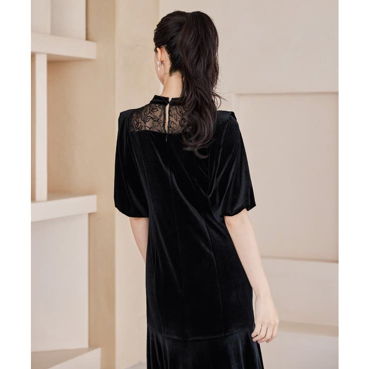 niana ニアナ オーガンジー花柄フロッキーベロアドレス[品番