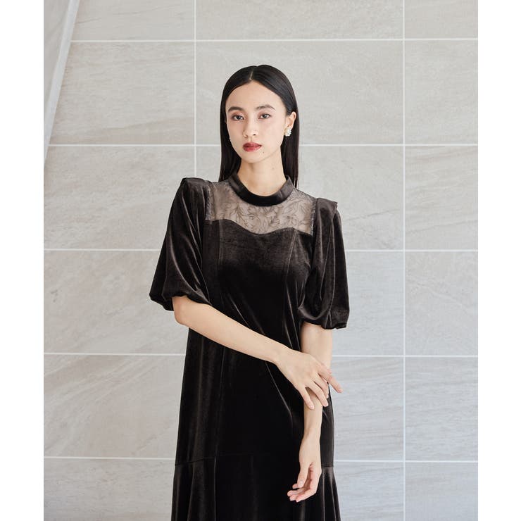 【nozomi】niana オーガンジー花柄フロッキーベロアドレス 楽天市場】オーガンジー花柄フロッキーベロアドレス パーティードレス