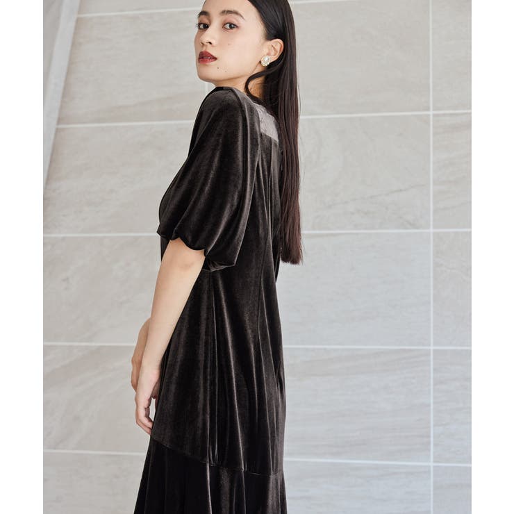 niana ニアナ オーガンジー花柄フロッキーベロアドレス[品番