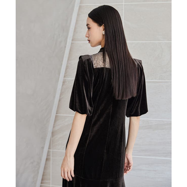 niana ニアナ オーガンジー花柄フロッキーベロアドレス[品番