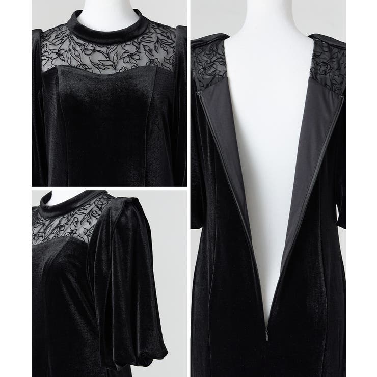 niana ニアナ オーガンジー花柄フロッキーベロアドレス[品番