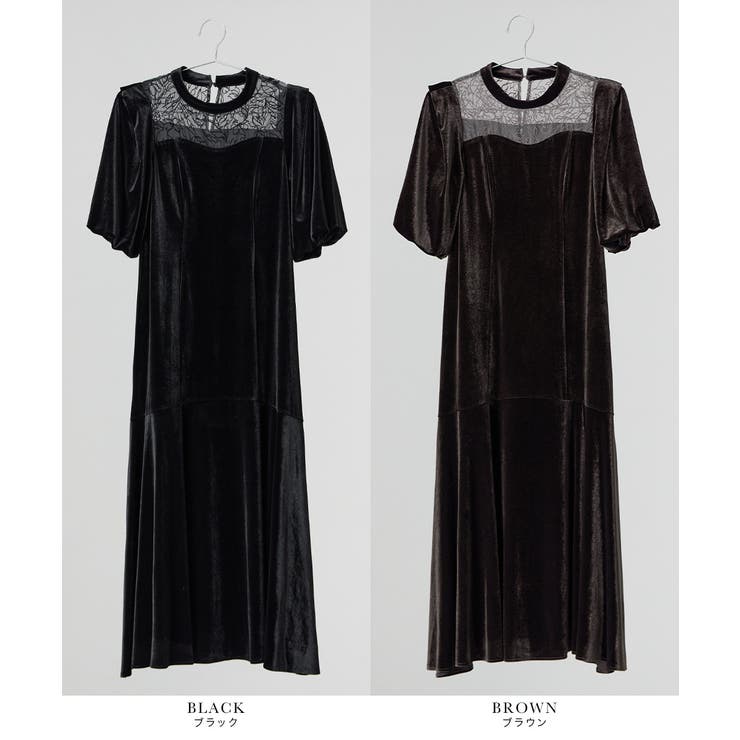 niana ニアナ オーガンジー花柄フロッキーベロアドレス[品番
