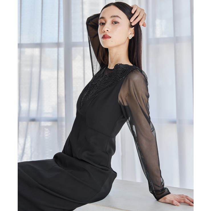 niana ニアナ レースVネックレイヤードデザインドレス[品番