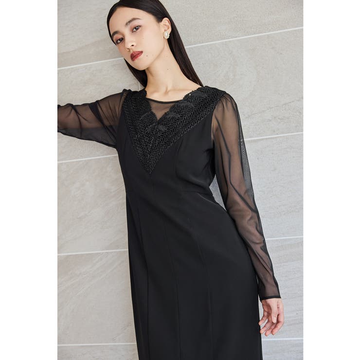 niana ニアナ レースVネックレイヤードデザインドレス[品番