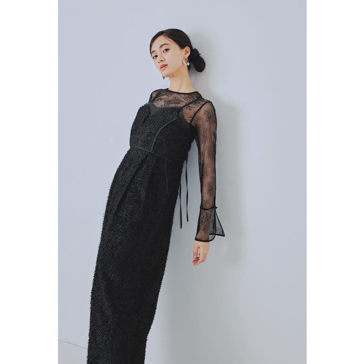 ブラック | niana ニアナ シャギーオールインワンドレス | Fashion Letter