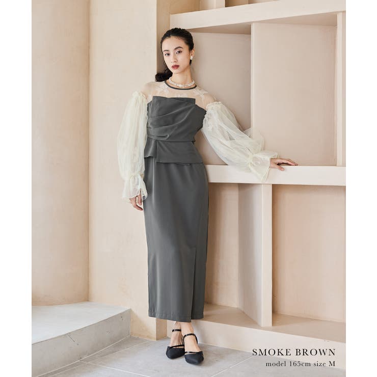 niana ニアナ フラワーパターンドレープビスチェドレス | Fashion Letter | 詳細画像6 