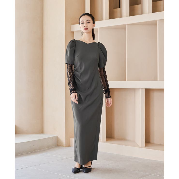 niana ニアナ レースアームカバードレープドレス | Fashion Letter | 詳細画像8 