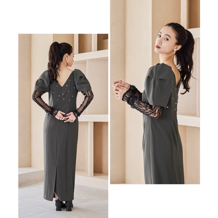 niana レースアームカバードレープドレス　オケージョンドレス niana（ニアナ） ドレス レースアームカバードレープドレス 2点セット